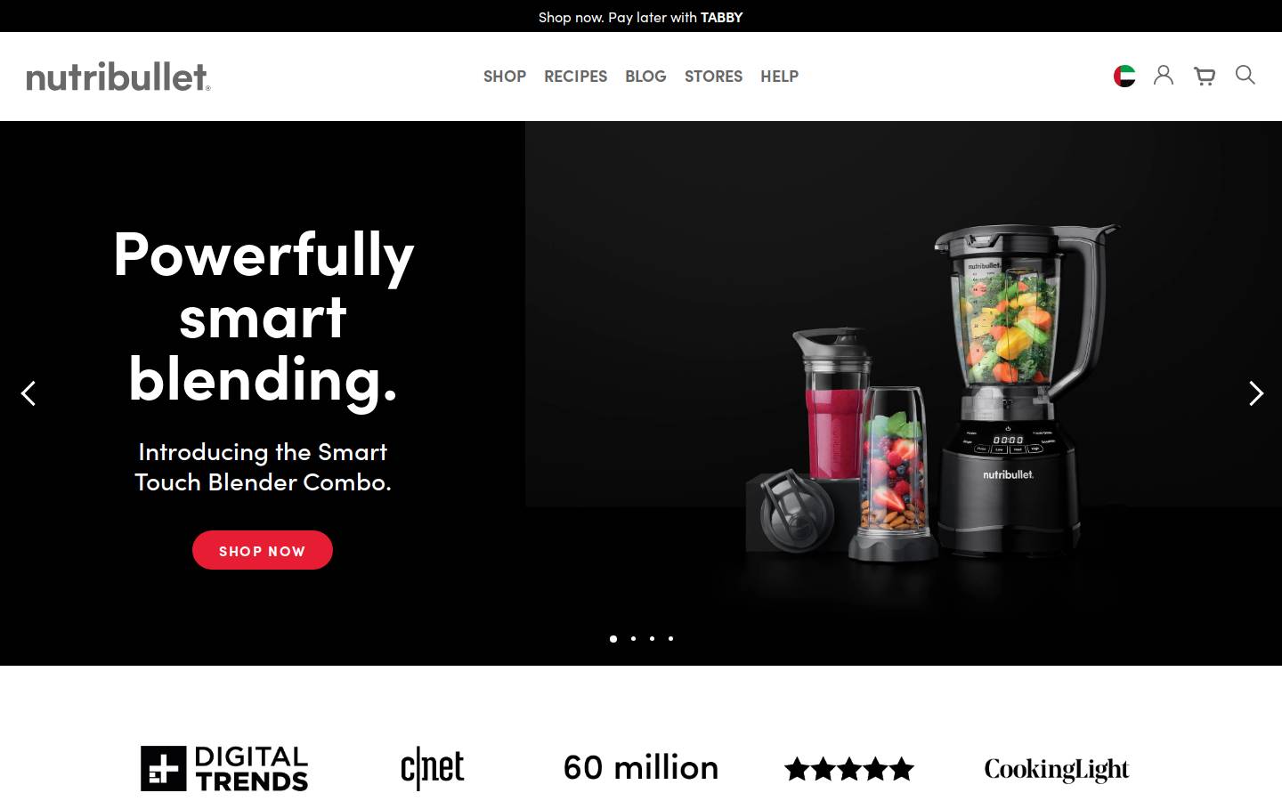 Nutribullet Middle East homepage screenshot