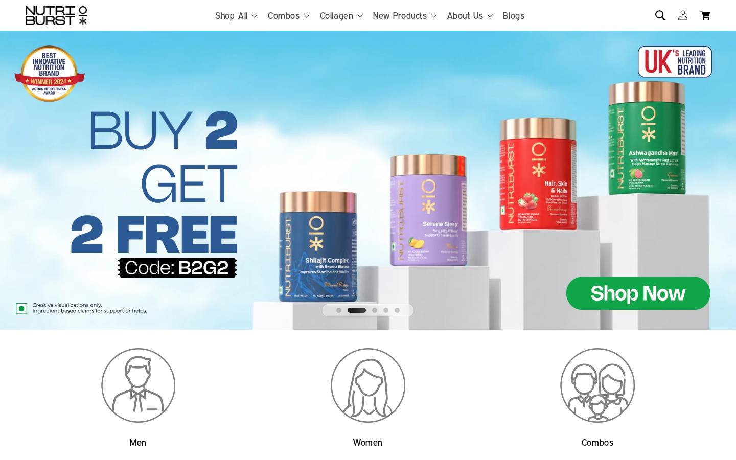 nutriburstindia.com homepage screenshot