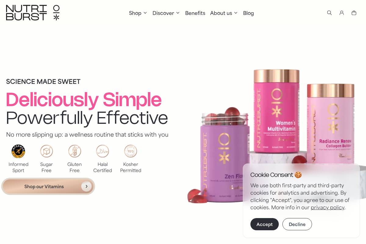 Nutriburst homepage screenshot