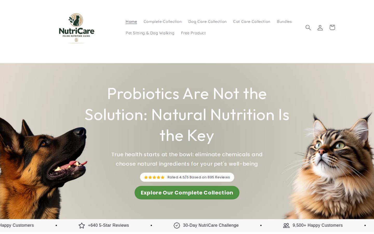 nutricarecats.com homepage screenshot