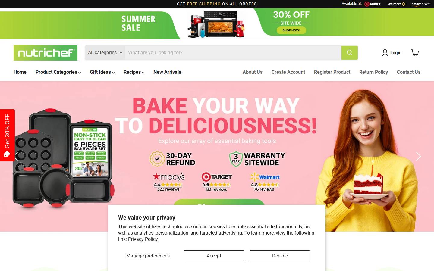 nutrichefkitchen.com homepage screenshot