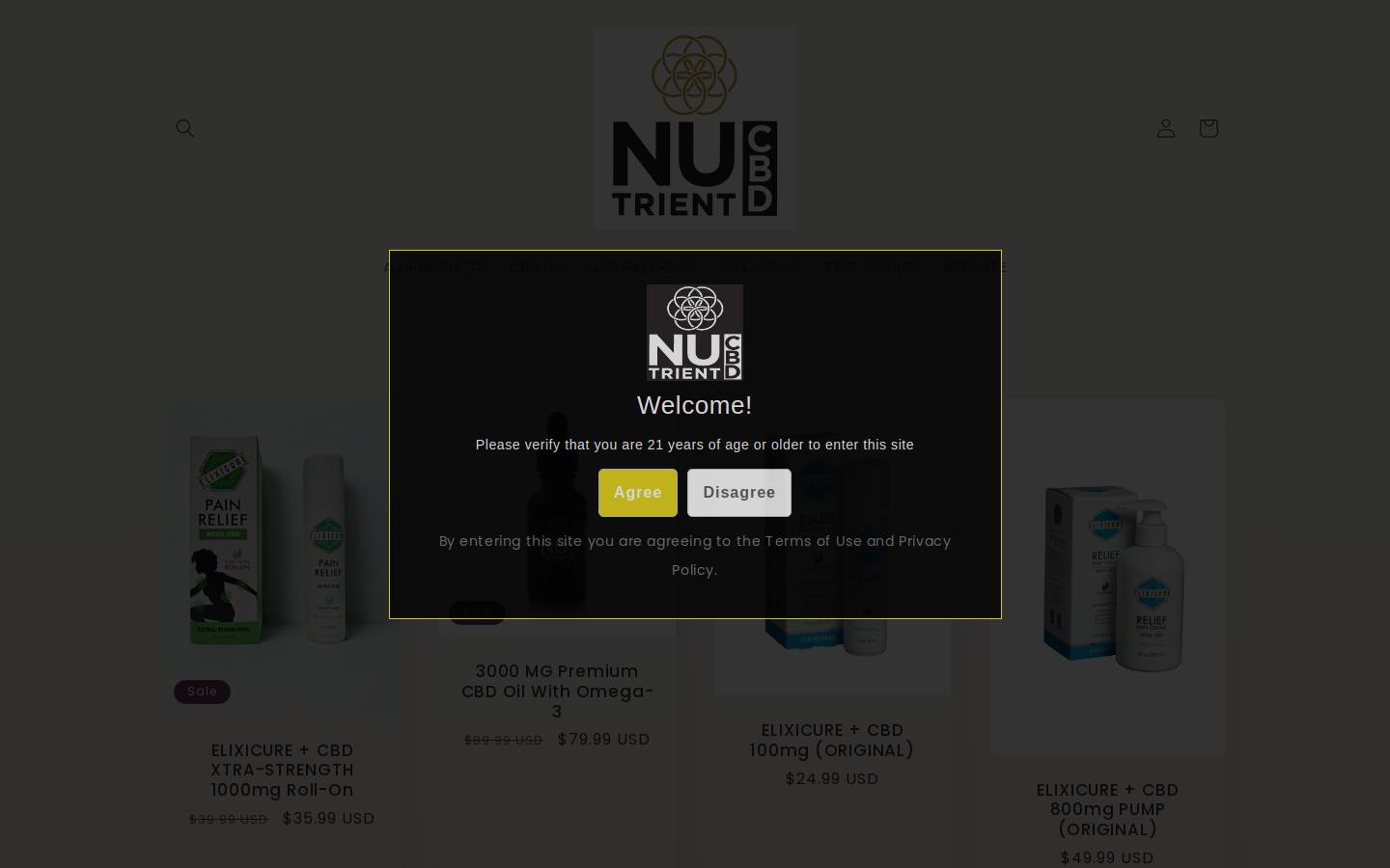 nutrientcbd.com homepage screenshot