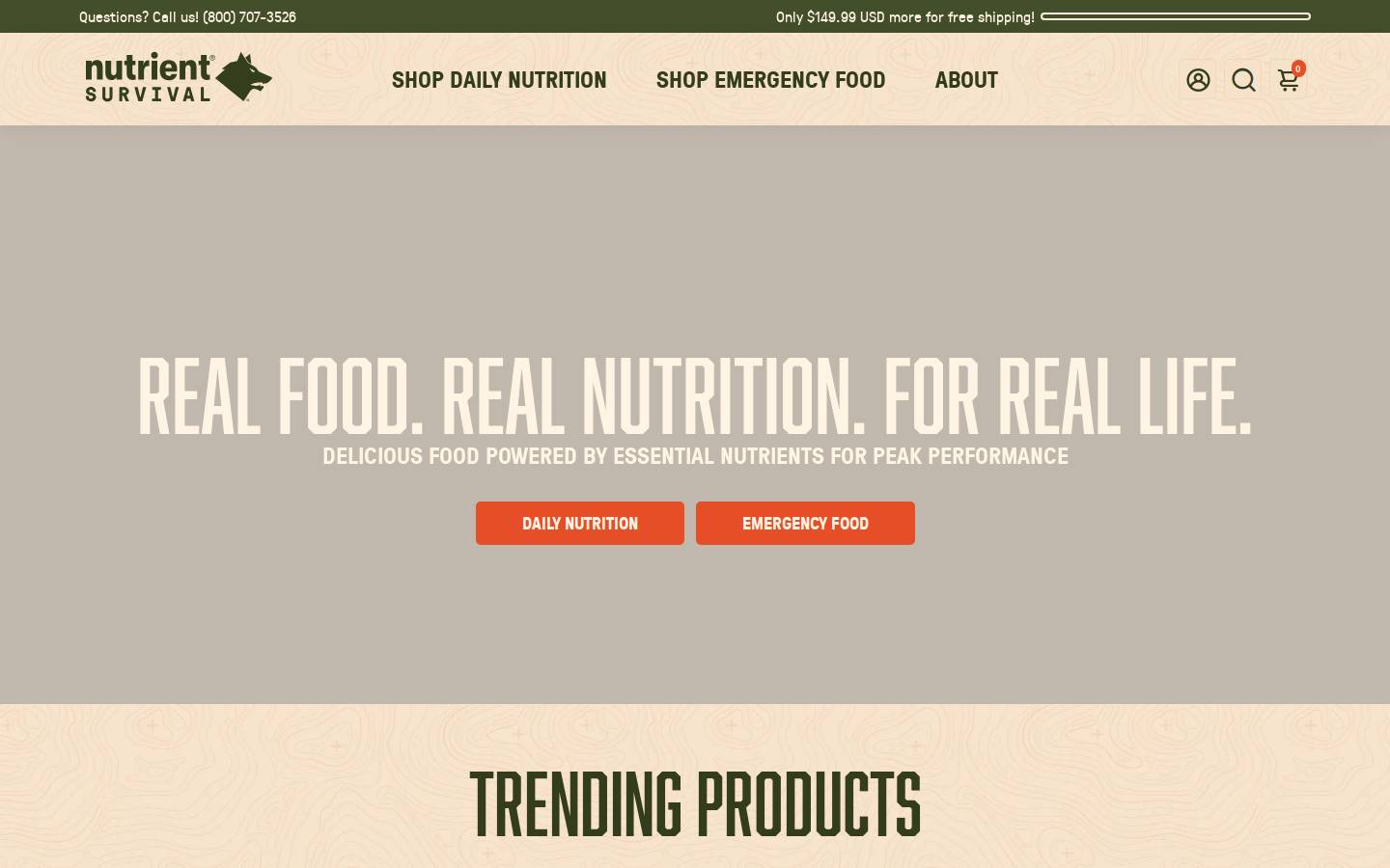nutrientfoods.com homepage screenshot