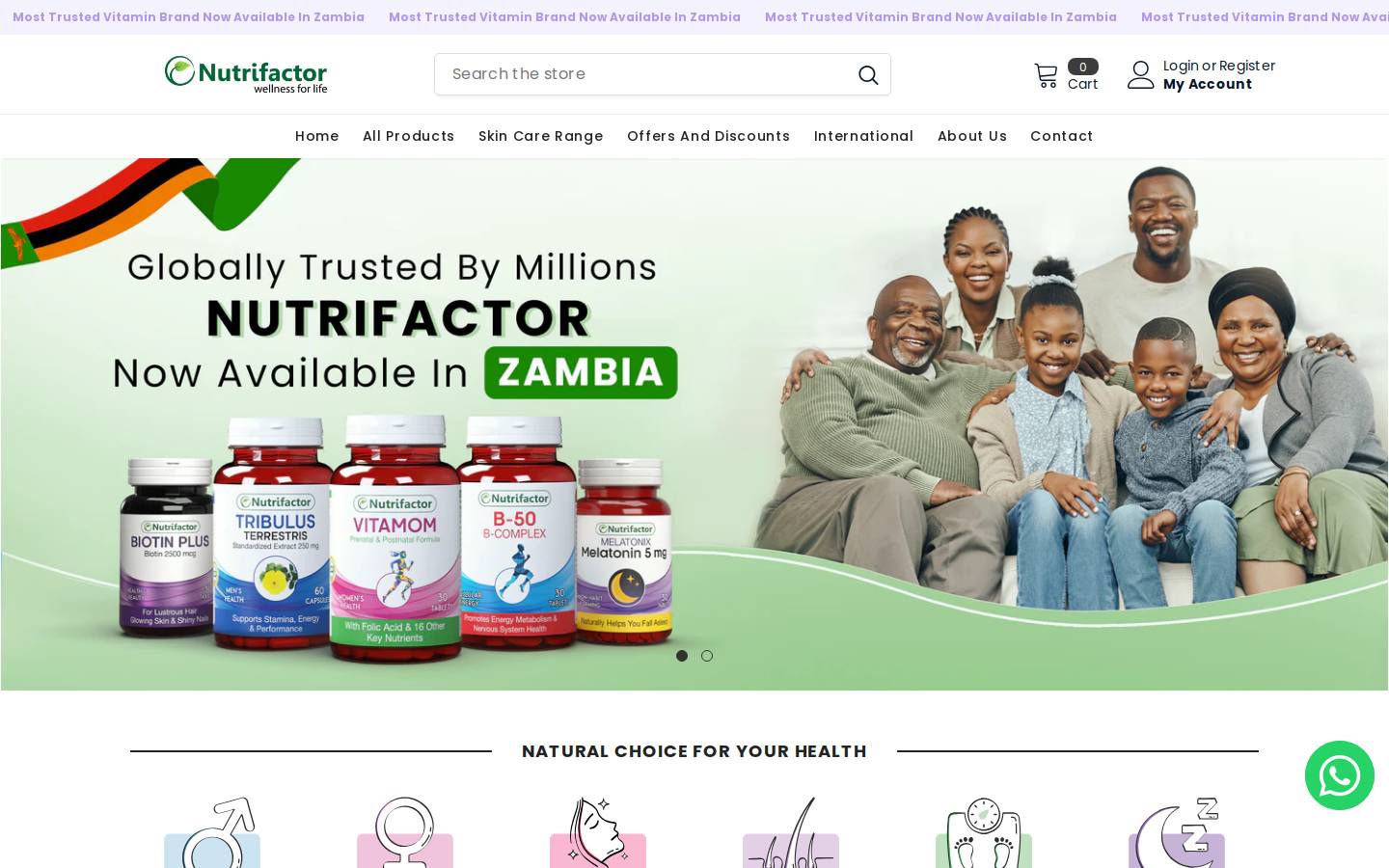 nutrifactorzambia.com homepage screenshot