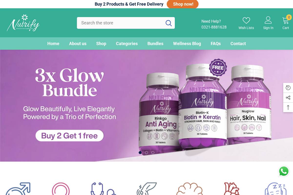 Nutrify homepage screenshot