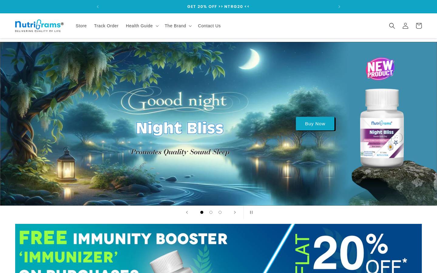 nutrigrams.com homepage screenshot