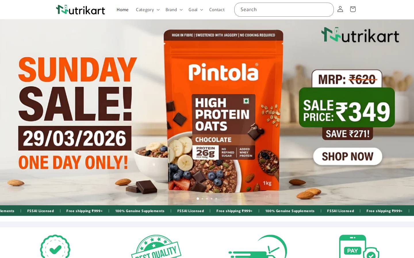 nutrikart.co.in homepage screenshot