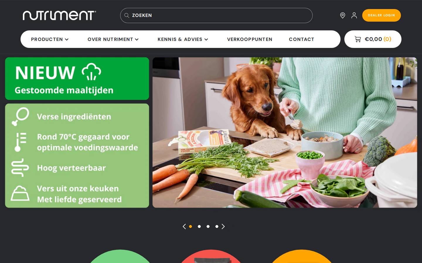Nutriment homepage screenshot