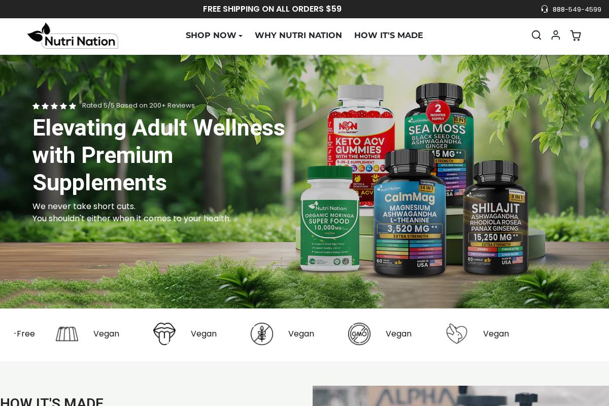 Nutrination homepage screenshot