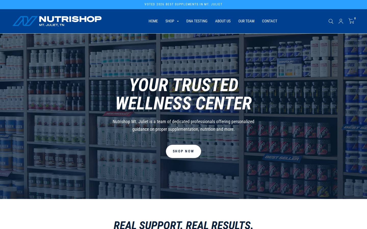 nutrishopmtjuliet.com homepage screenshot