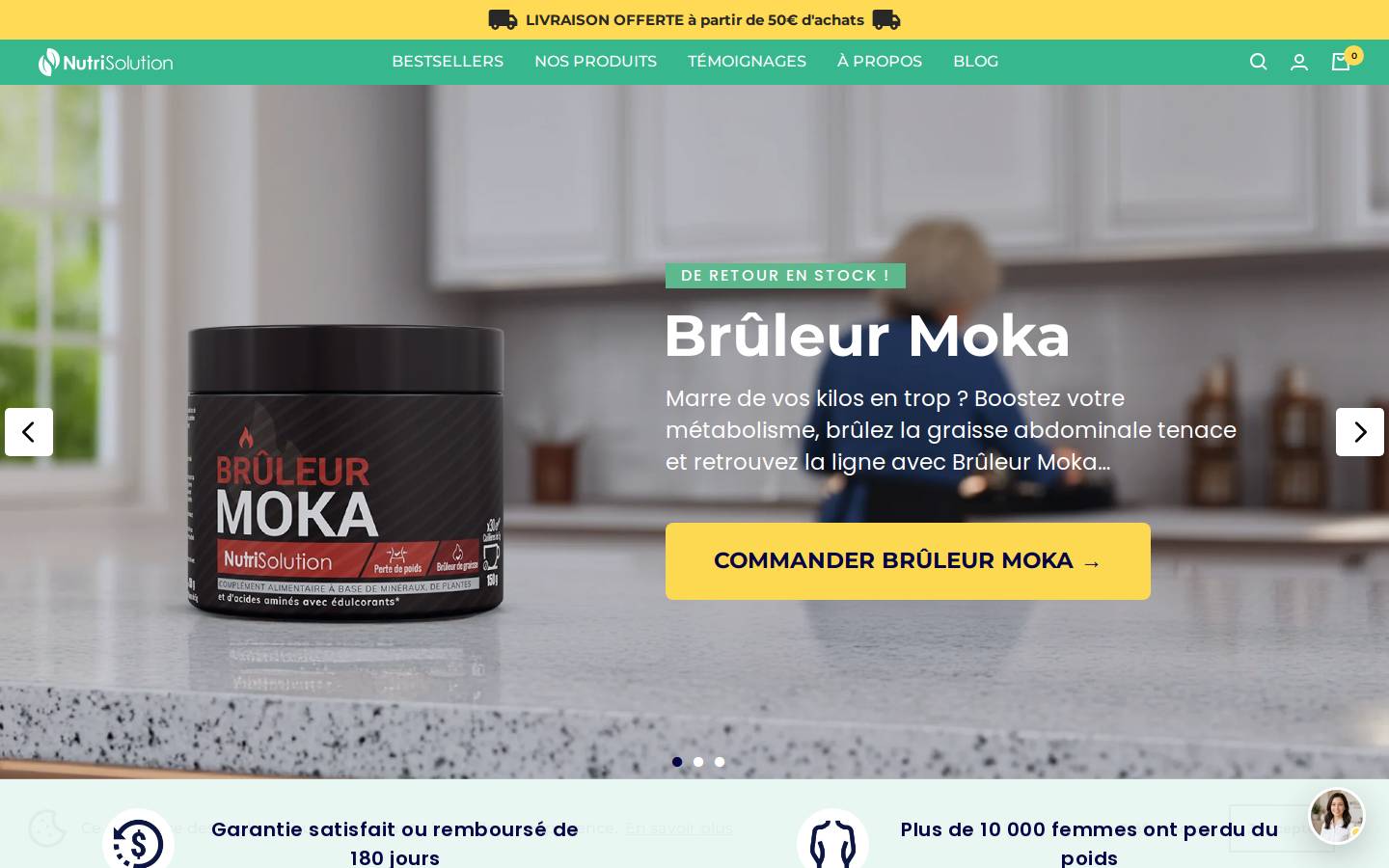 Nutrisolution homepage screenshot