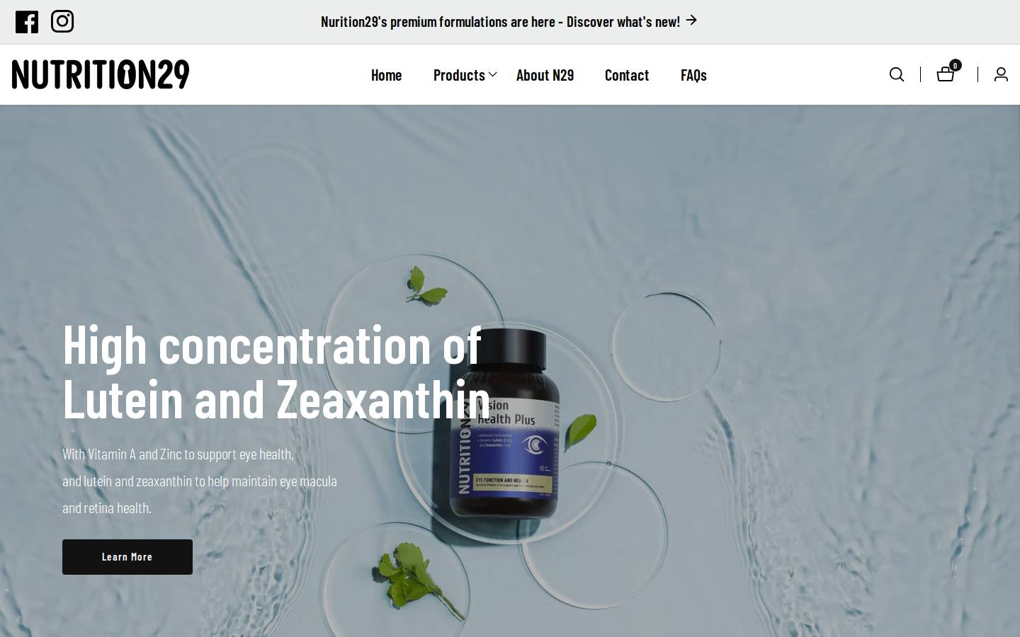 nutrition29.com homepage screenshot