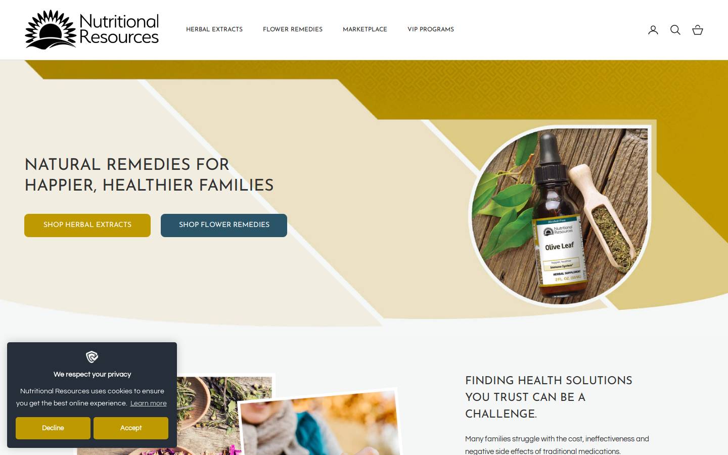 Nutritional Resources homepage screenshot