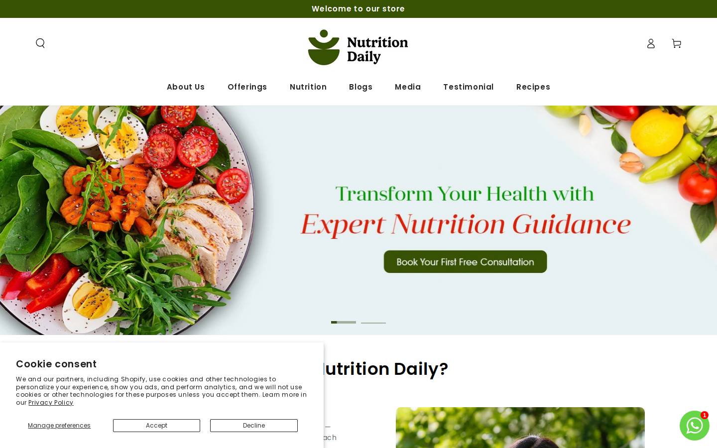 nutritiondaily.in homepage screenshot