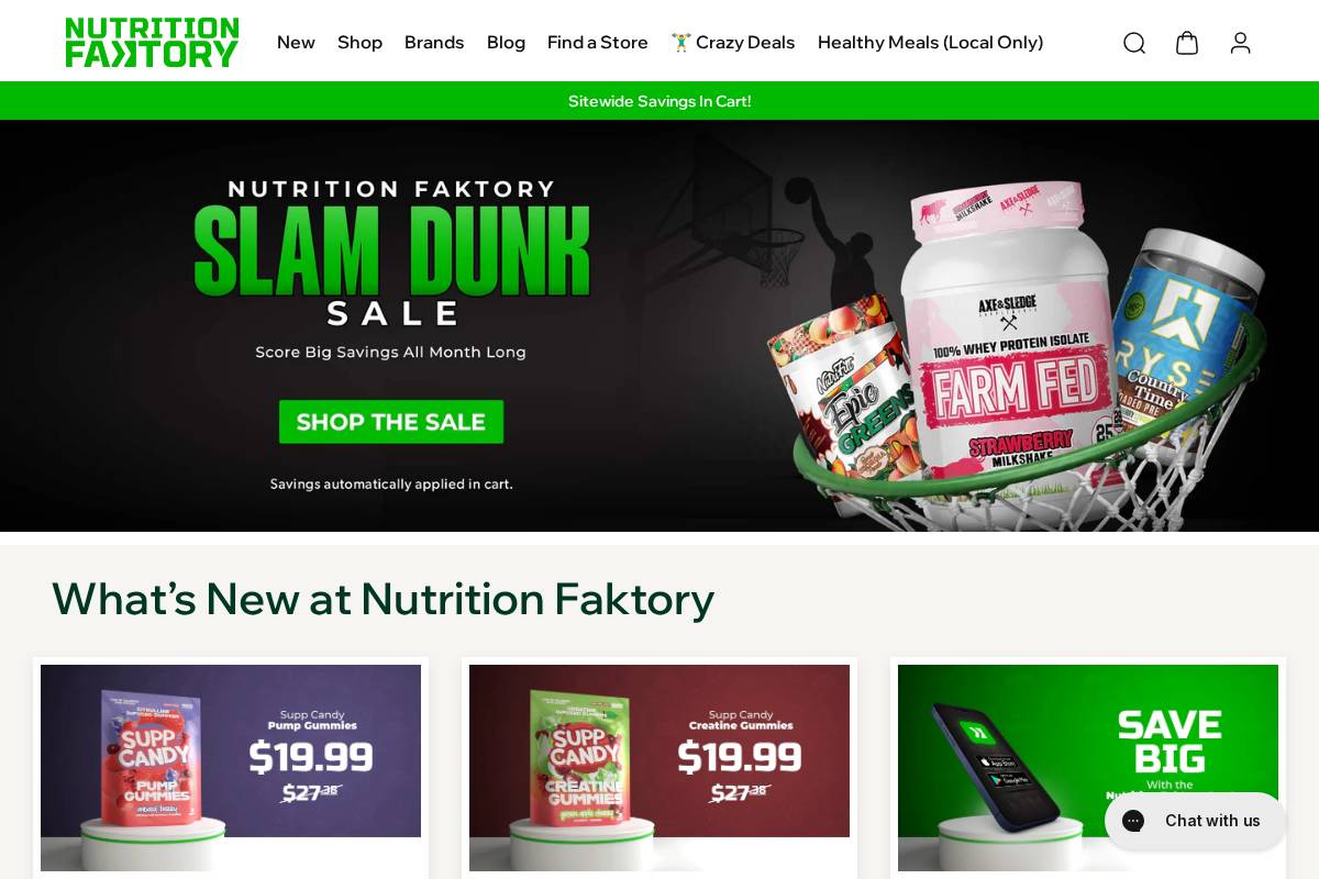 Nutrition Faktory homepage screenshot