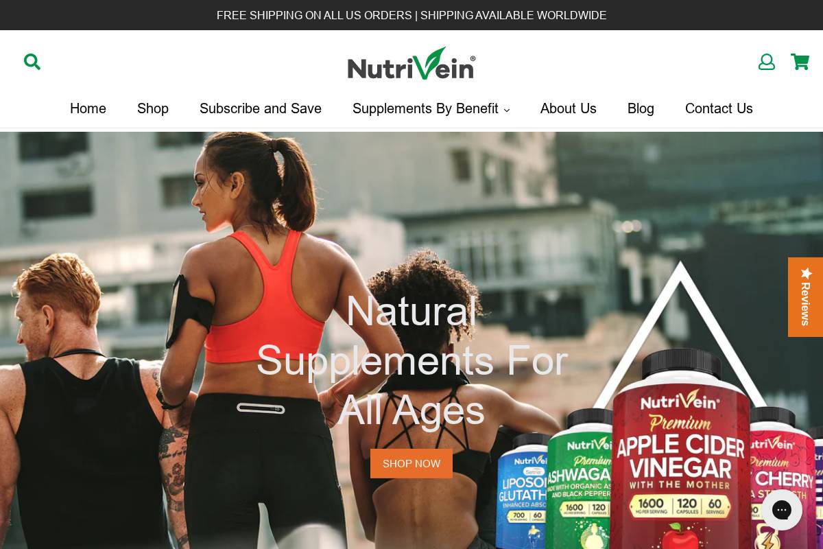 nutrivein.com homepage screenshot