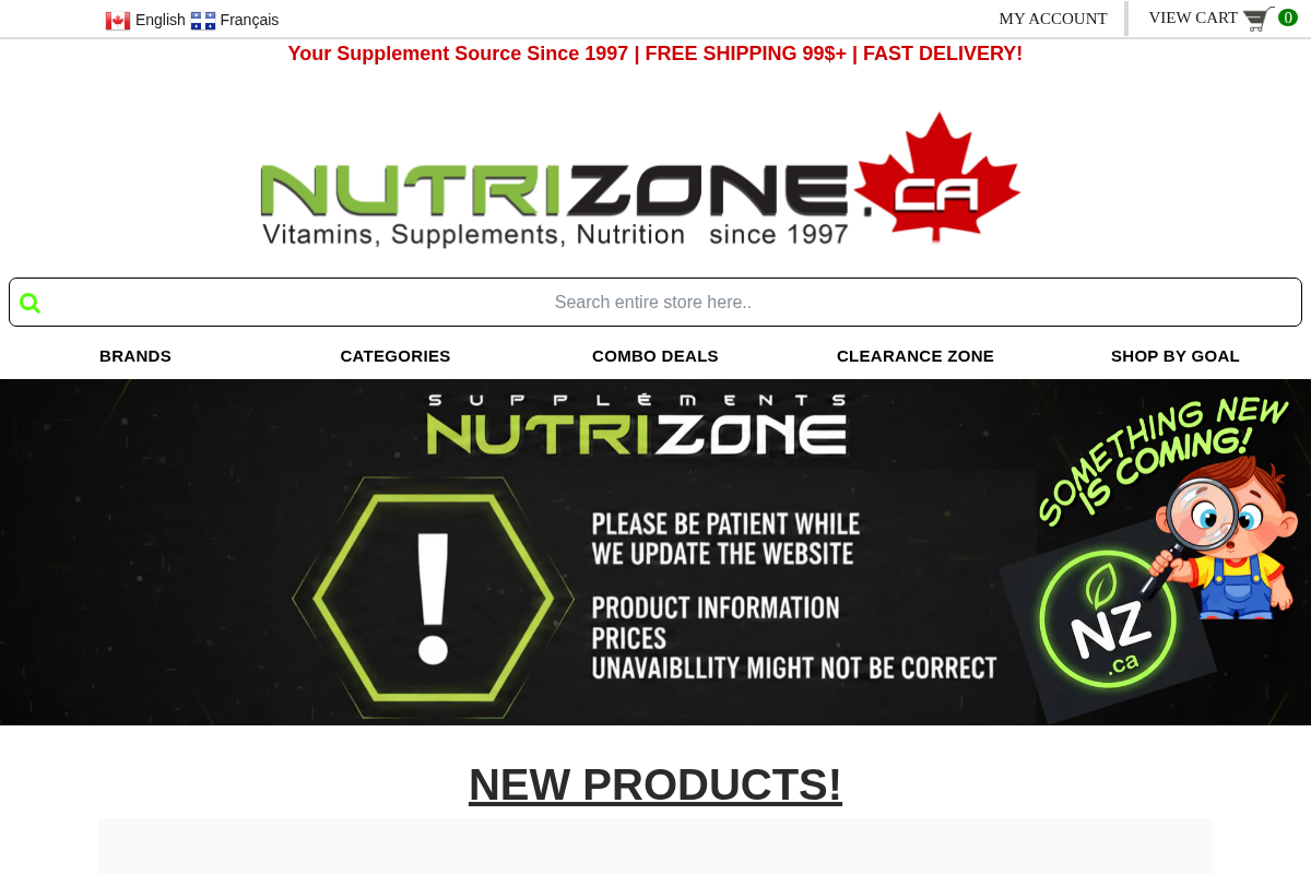 nutrizone.ca homepage screenshot