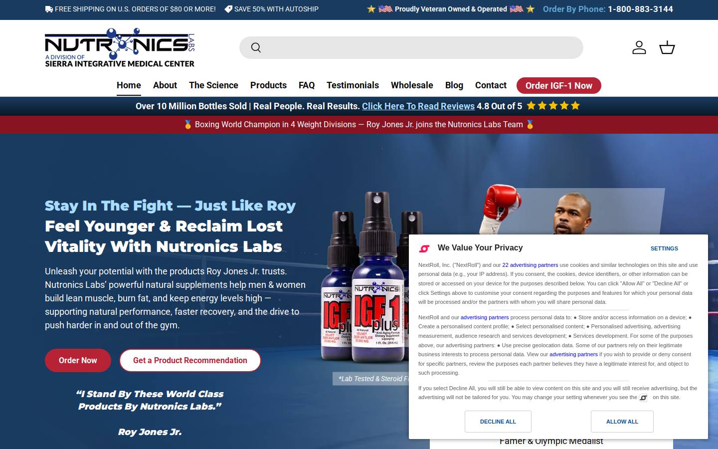 Nutronics Labs homepage screenshot
