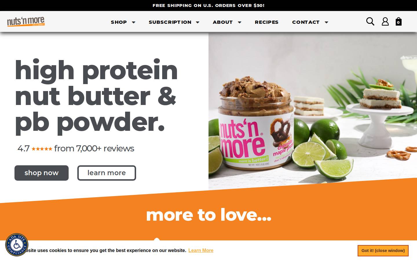 Nuts 'N More homepage screenshot