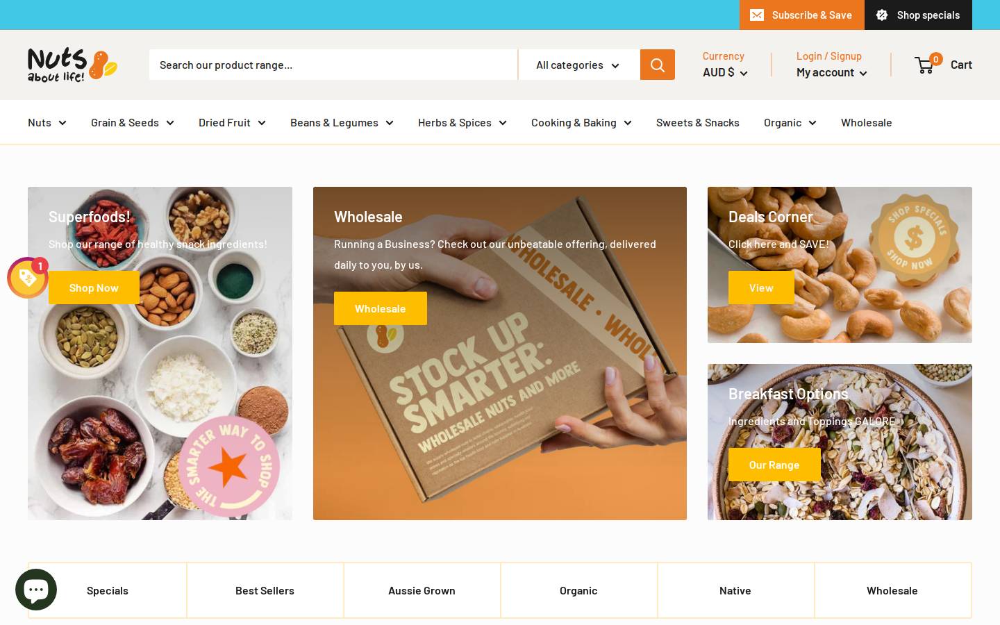 Nuts homepage screenshot