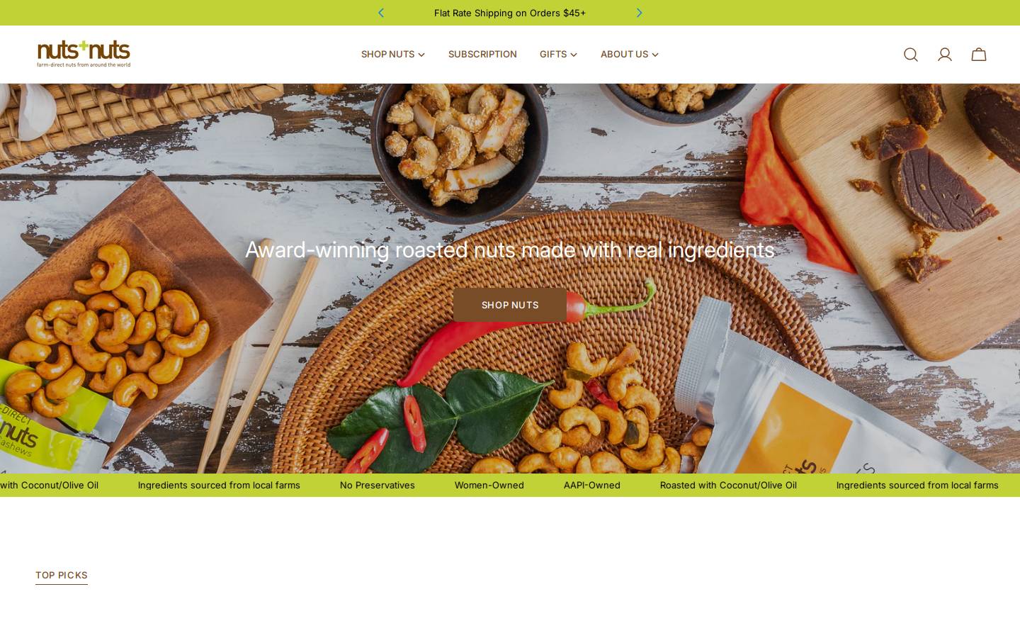 nutsplusnuts.com homepage screenshot