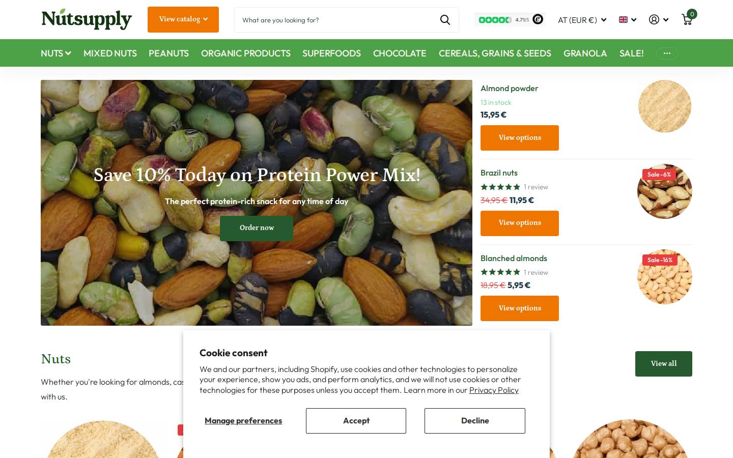 Nutsupply homepage screenshot