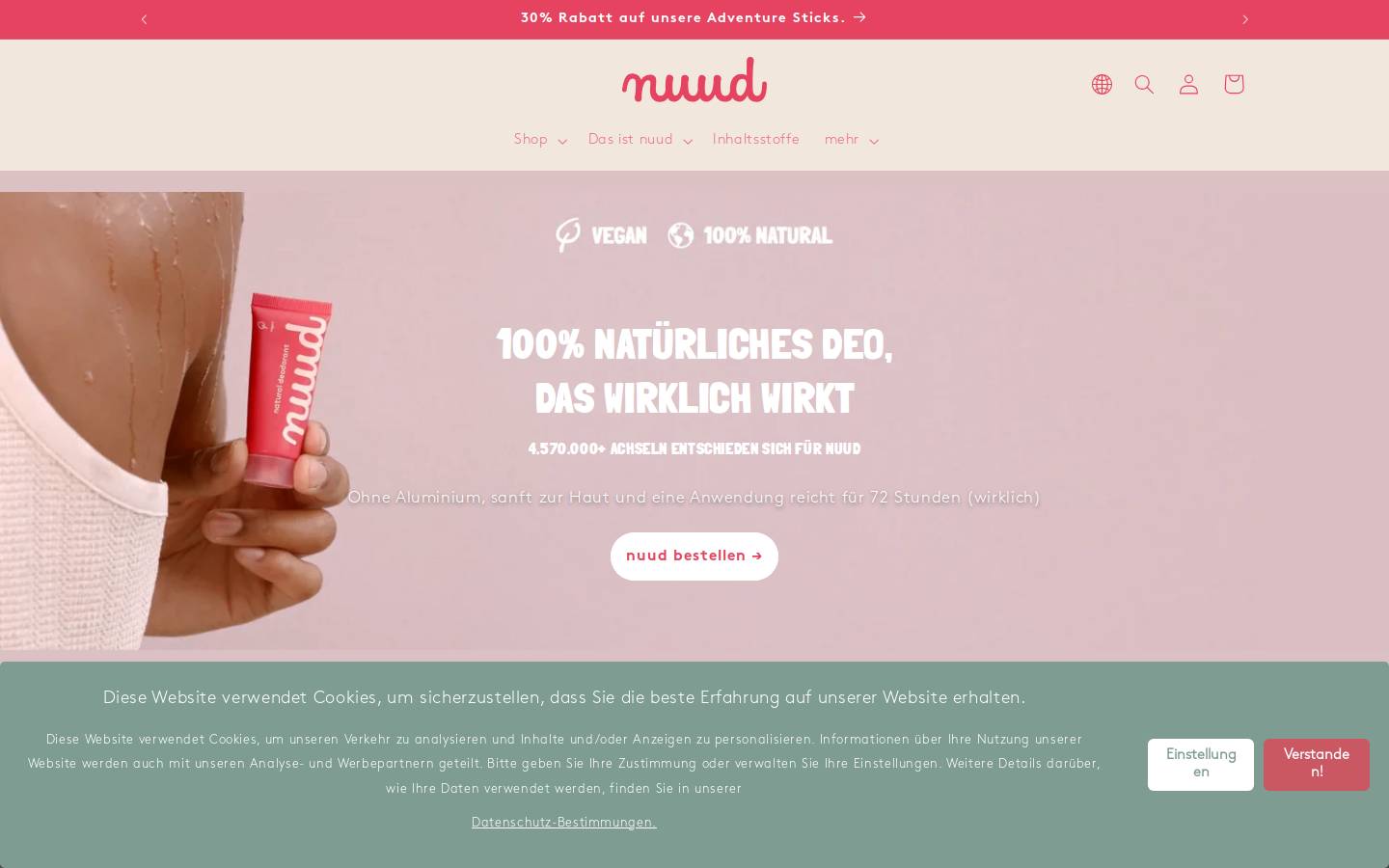 nuud | fresh armpits worldwide homepage screenshot