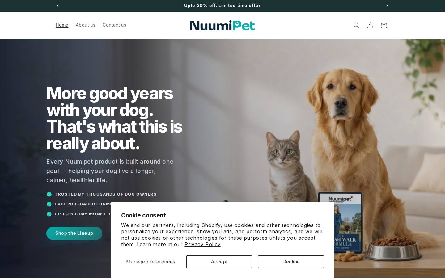 nuumipet.com homepage screenshot