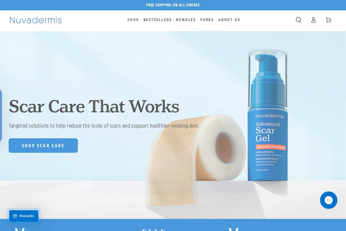 Nuvadermis homepage screenshot