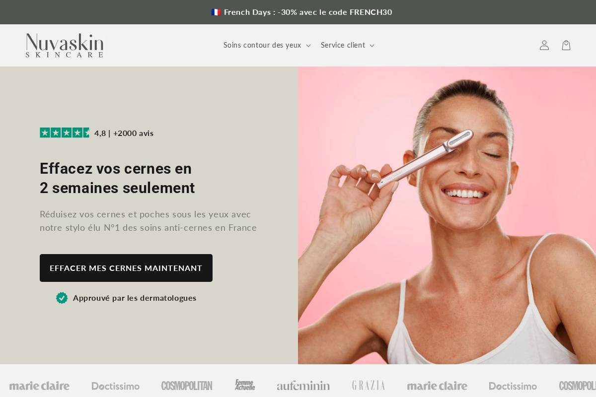Nuvaskin homepage screenshot