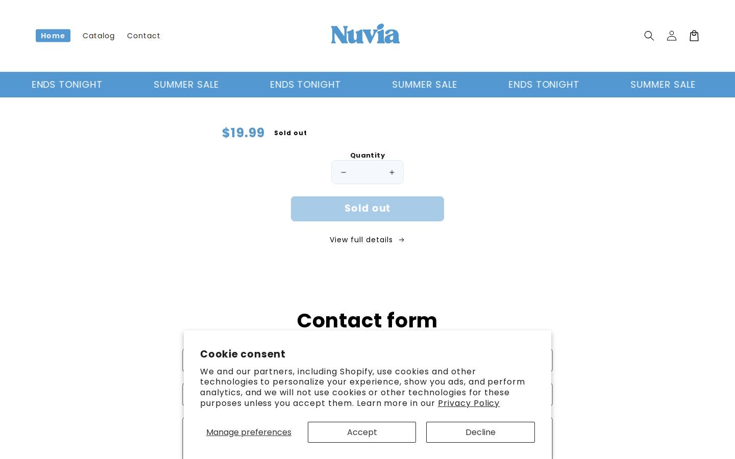 nuvia-store.com homepage screenshot