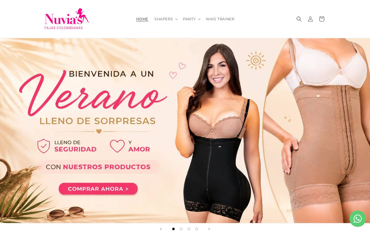 nuviasfajascolombianas.com homepage screenshot