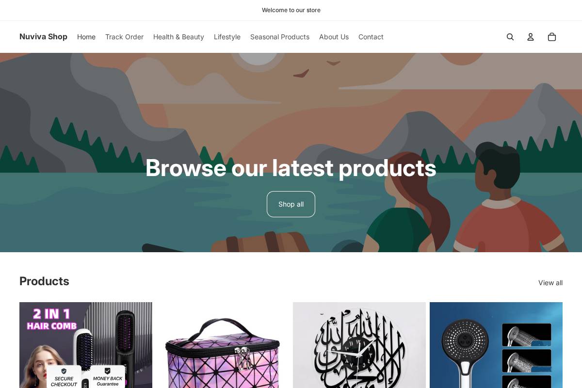 nuvivashop.com homepage screenshot