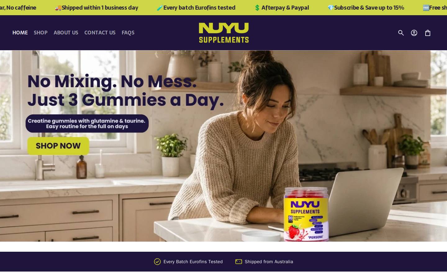 nuyusupplements.com homepage screenshot