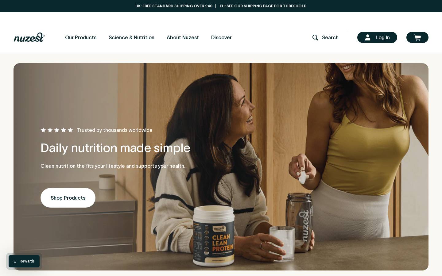 Nuzest Europe homepage screenshot
