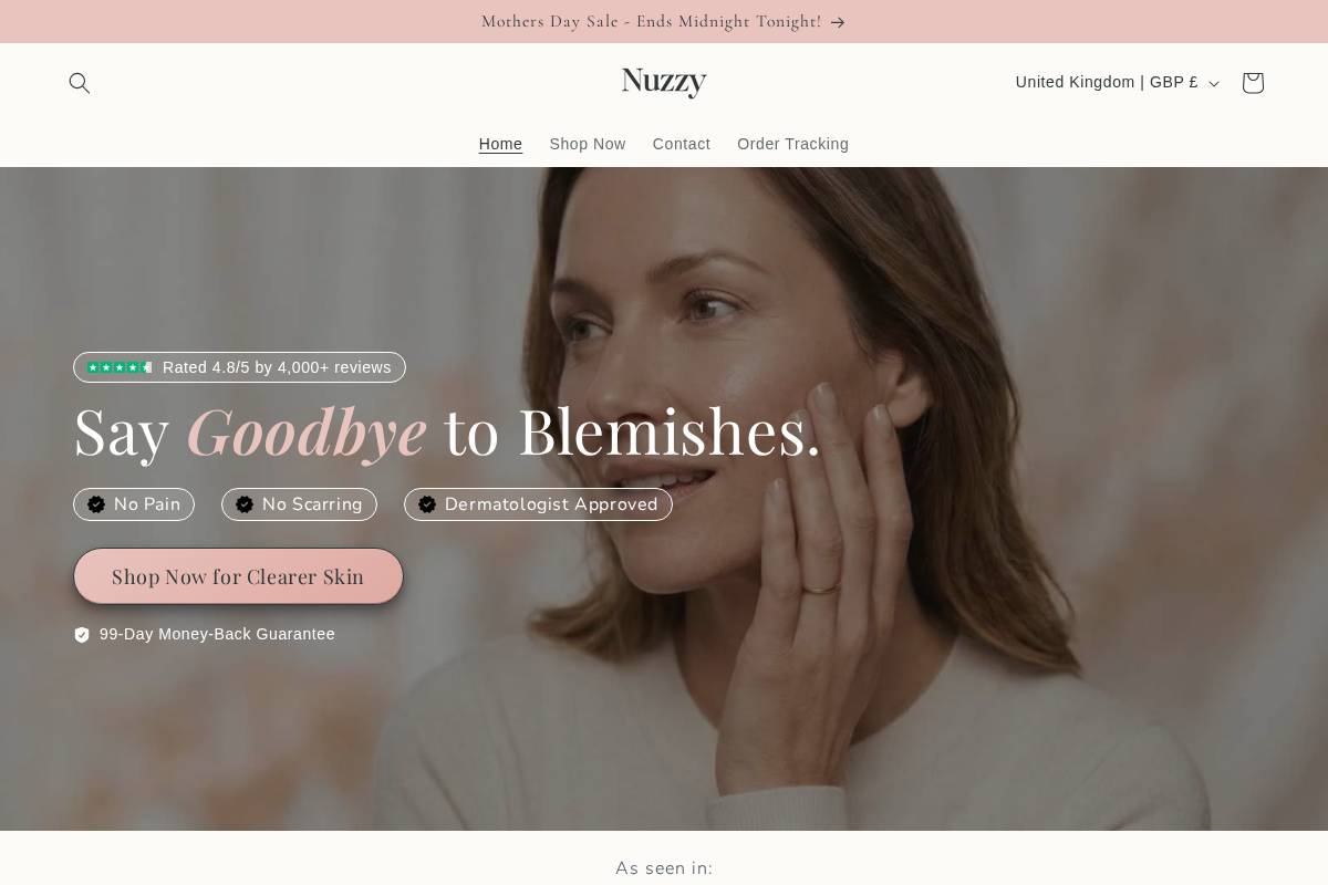 Nuzzypen homepage screenshot
