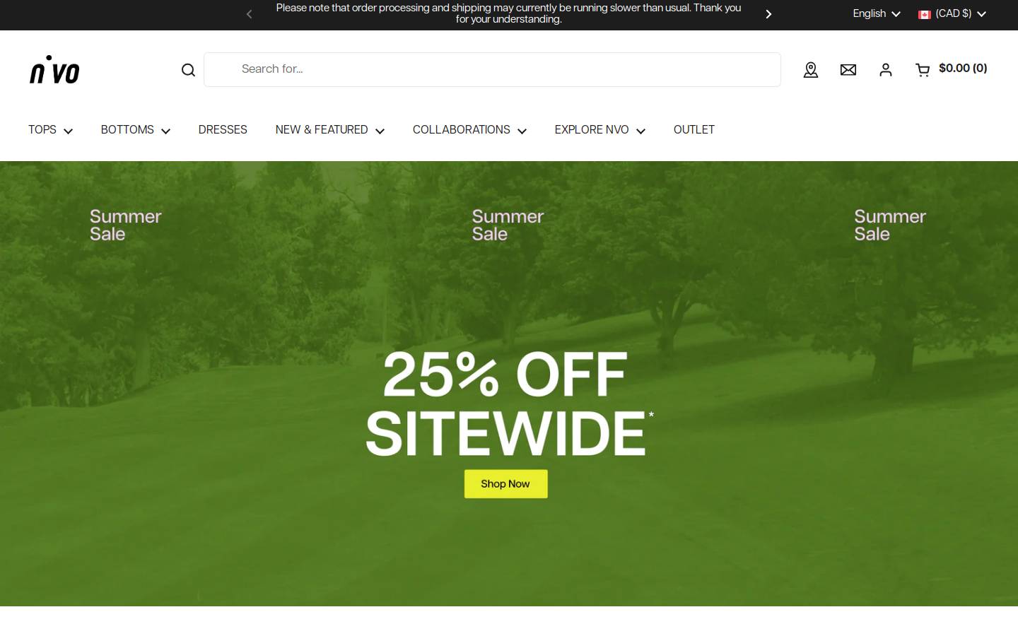 nvosport.ca homepage screenshot