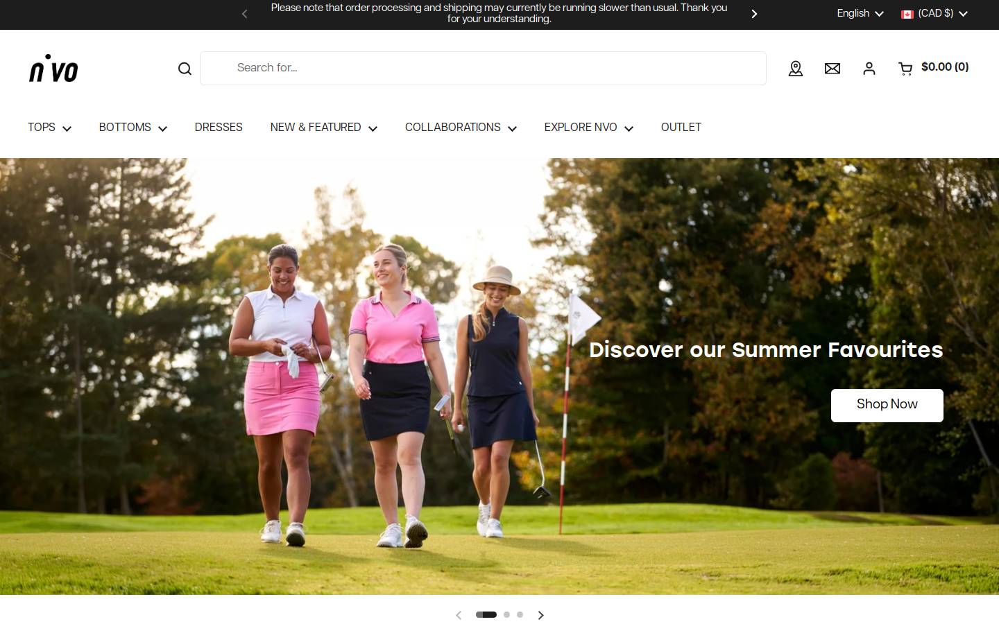 nvosport.com homepage screenshot