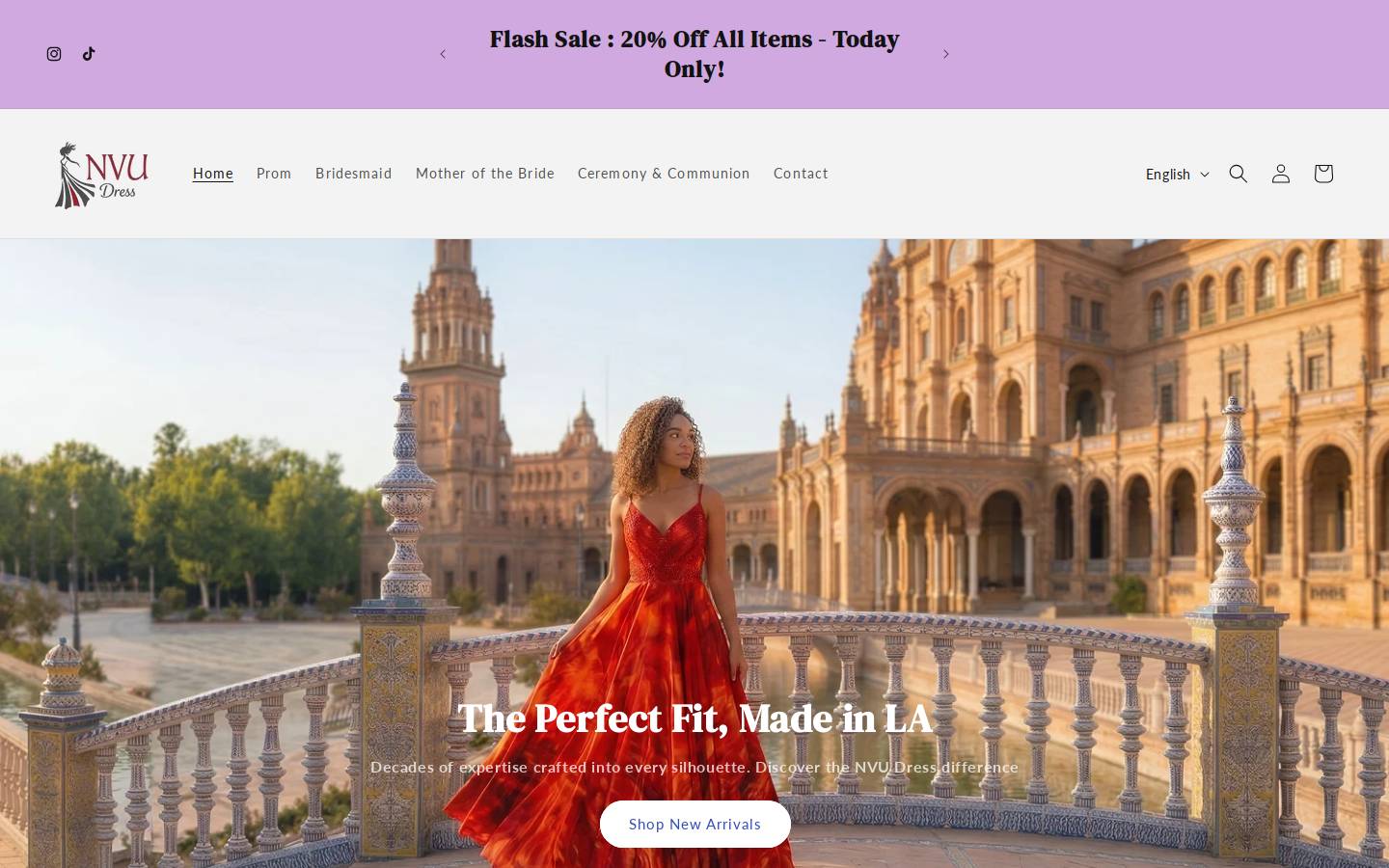 nvudress.com homepage screenshot