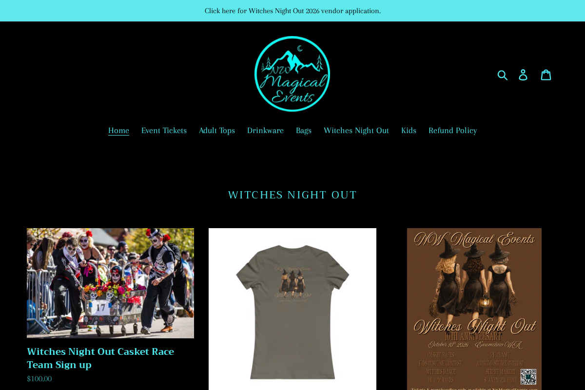 NW Magical Events homepage screenshot