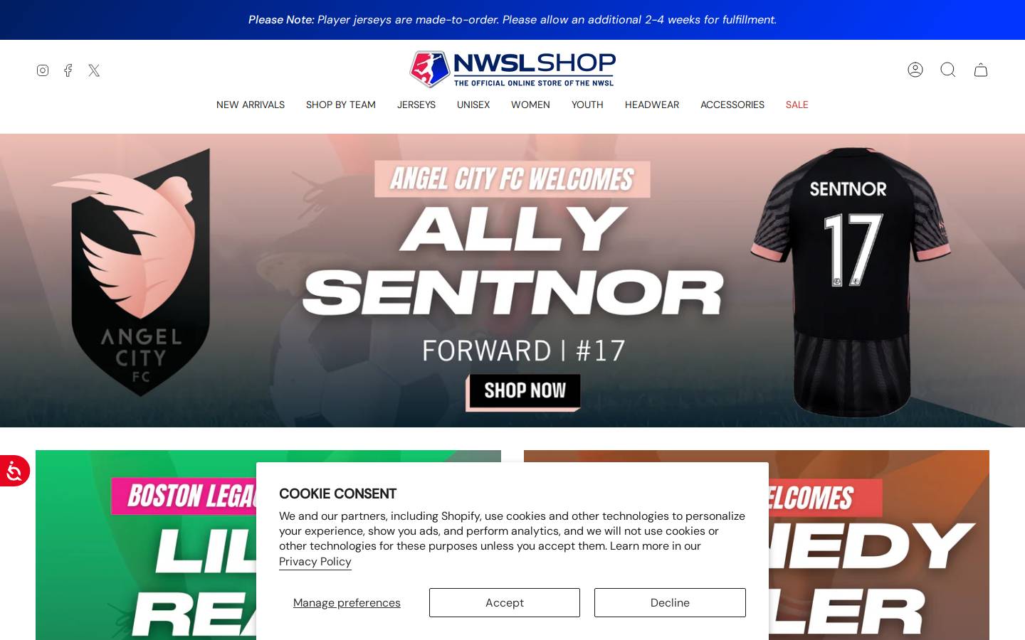 nwslshop.com homepage screenshot
