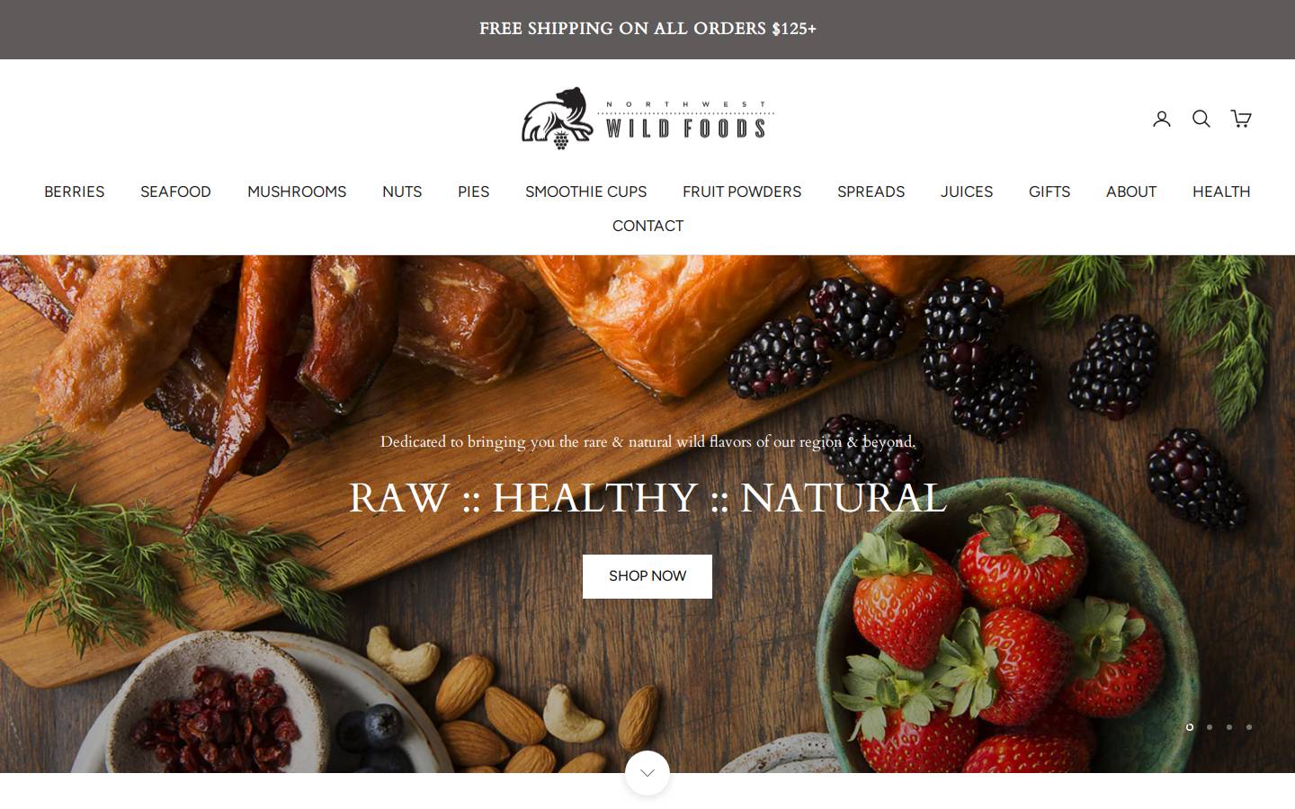 Northwest Wild Foods homepage screenshot