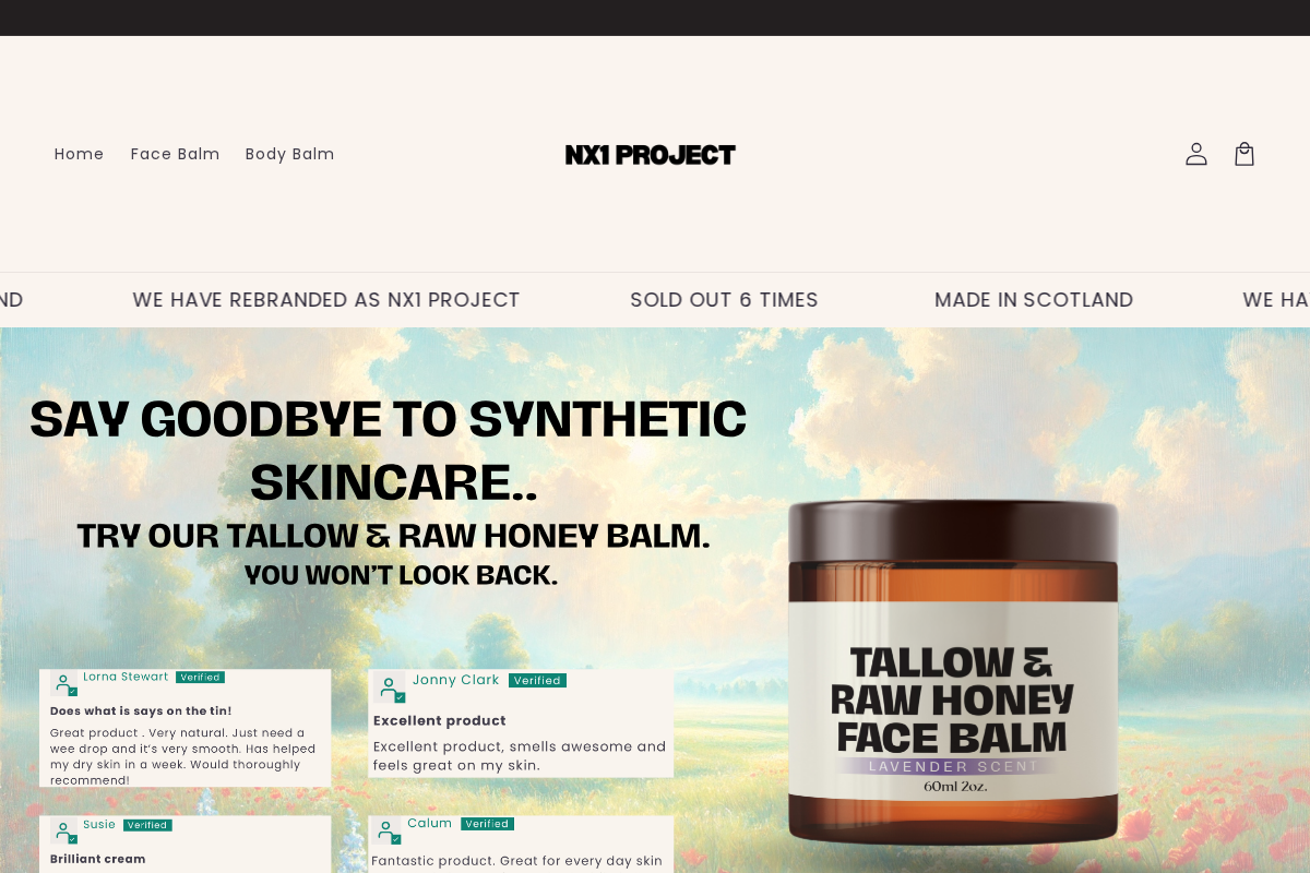 Nx1project homepage screenshot