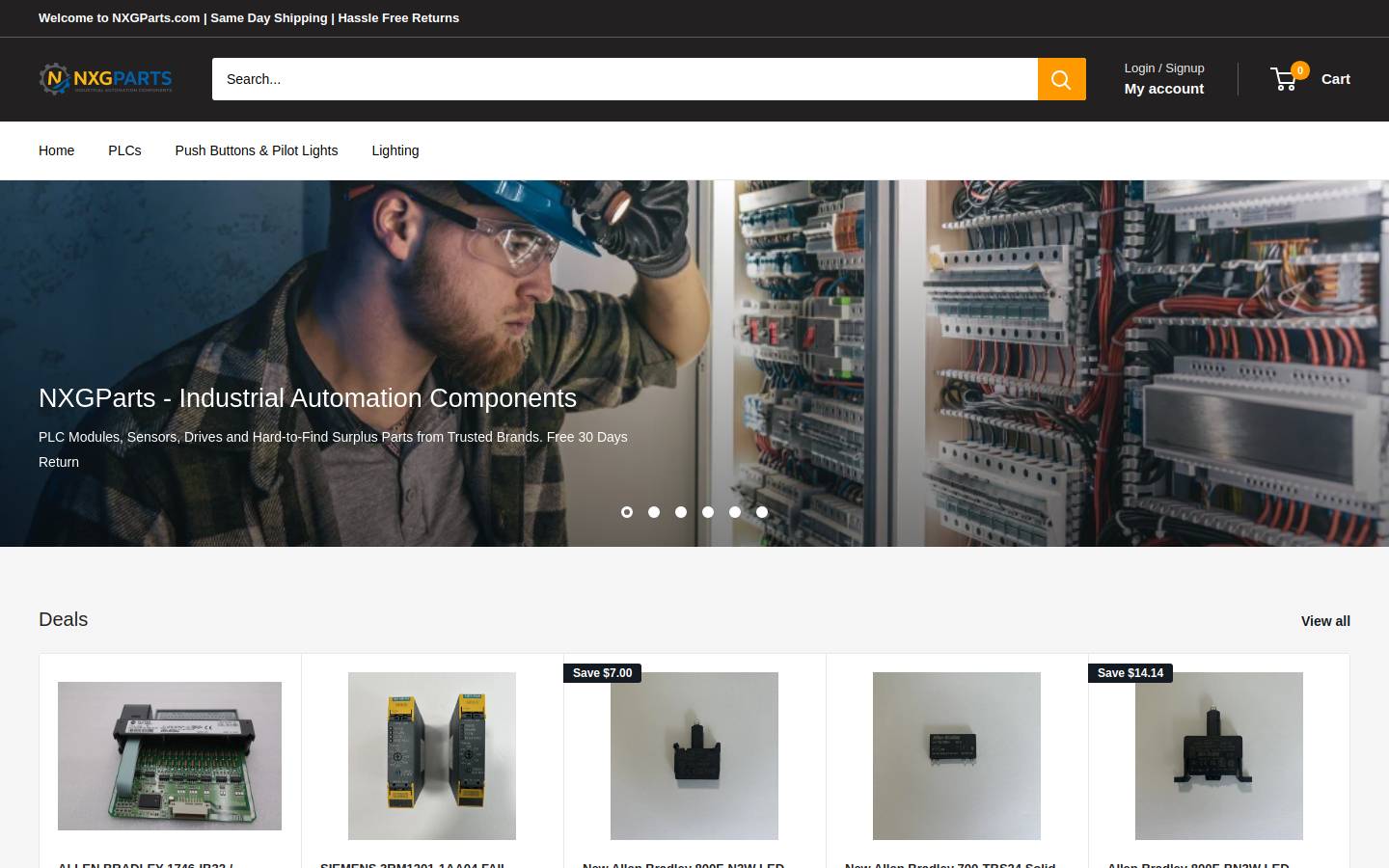 nxgparts.com homepage screenshot