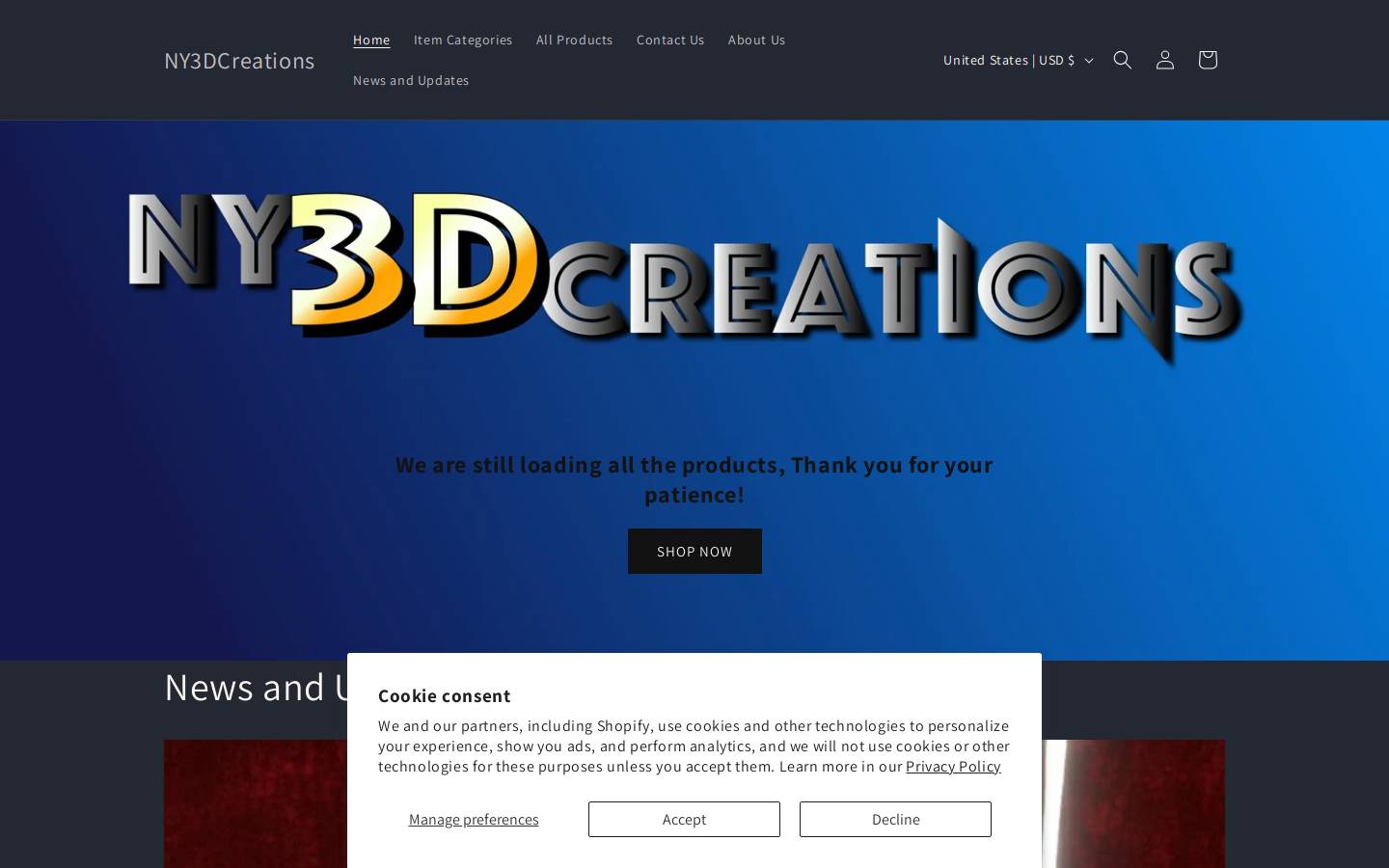 ny3dcreations.com homepage screenshot