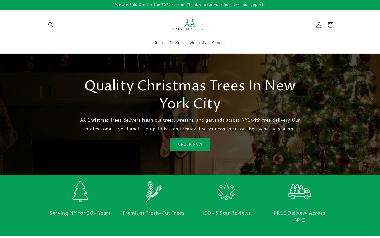 nycchristmastrees.com homepage screenshot