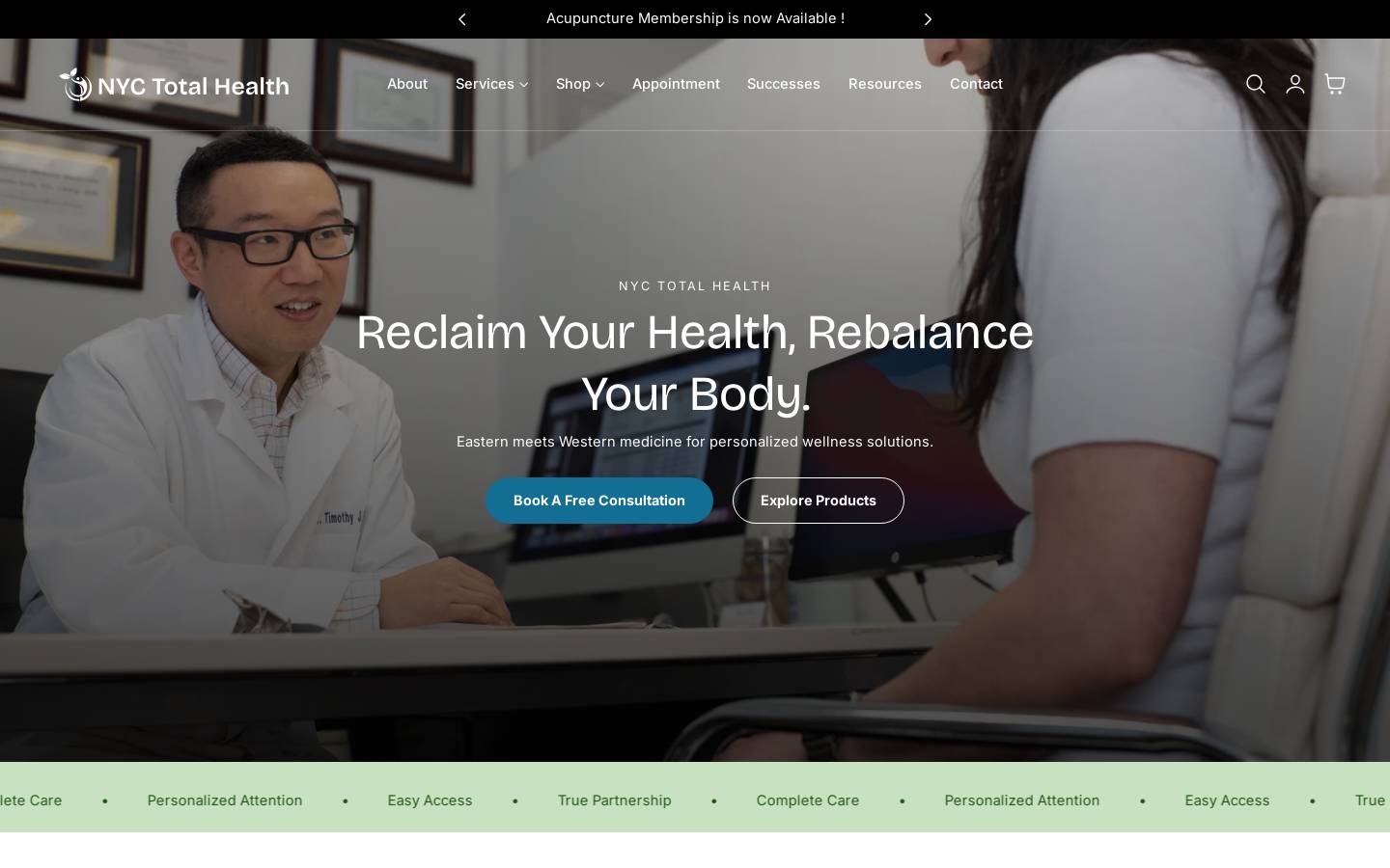 nyctotalhealth.com homepage screenshot