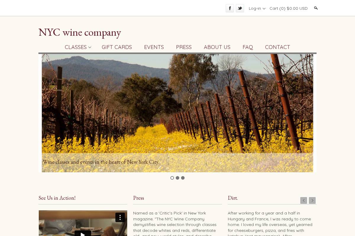 nycwinecompany.com homepage screenshot
