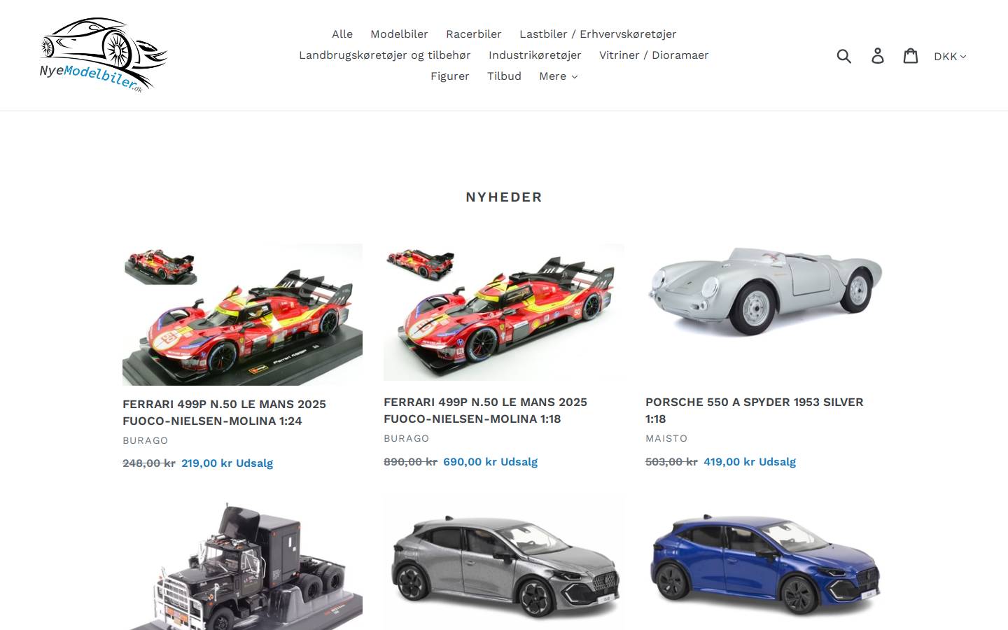 NyeModelbiler.dk homepage screenshot