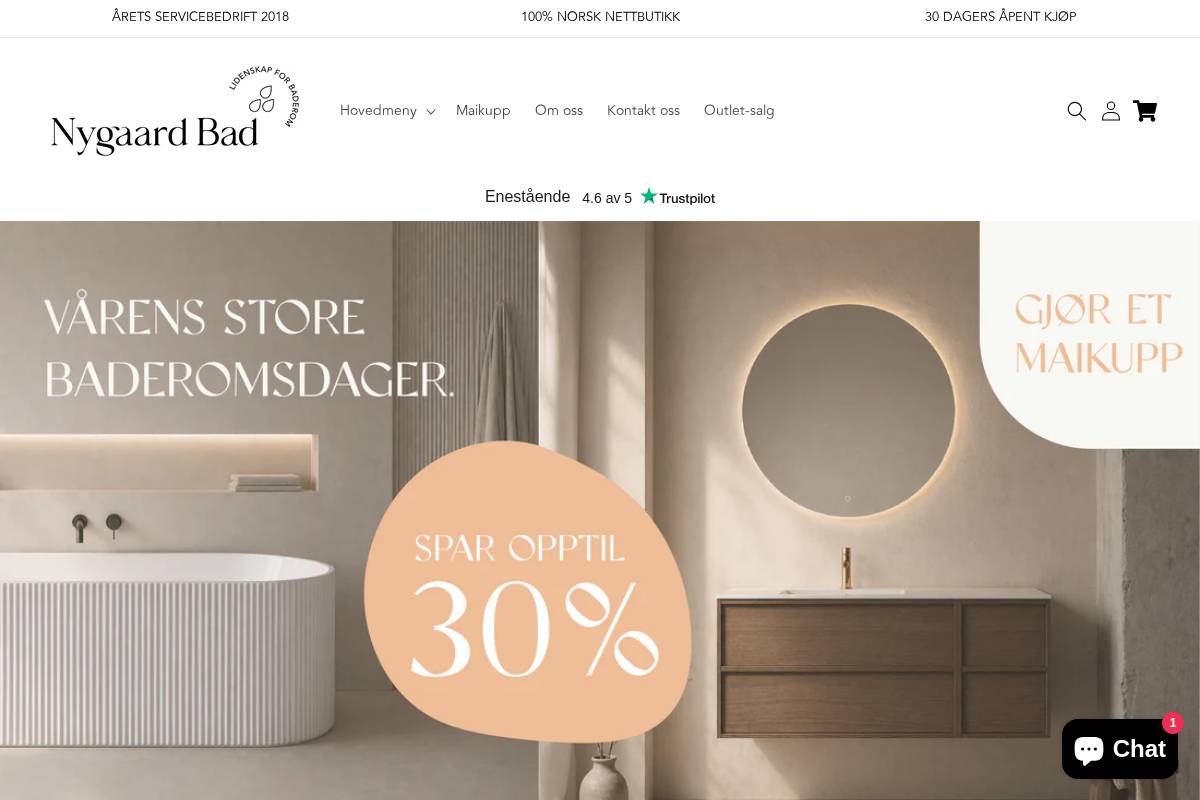 Nygaard bad homepage screenshot